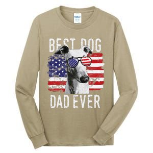 American Flag Best Dog Dad Ever Greyhounds Usa Tall Long Sleeve T-Shirt