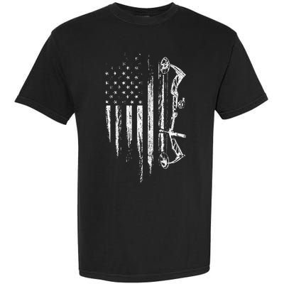 American Flag Bowhunting Bow Archery Gift For Deer Hunter Garment-Dyed Heavyweight T-Shirt