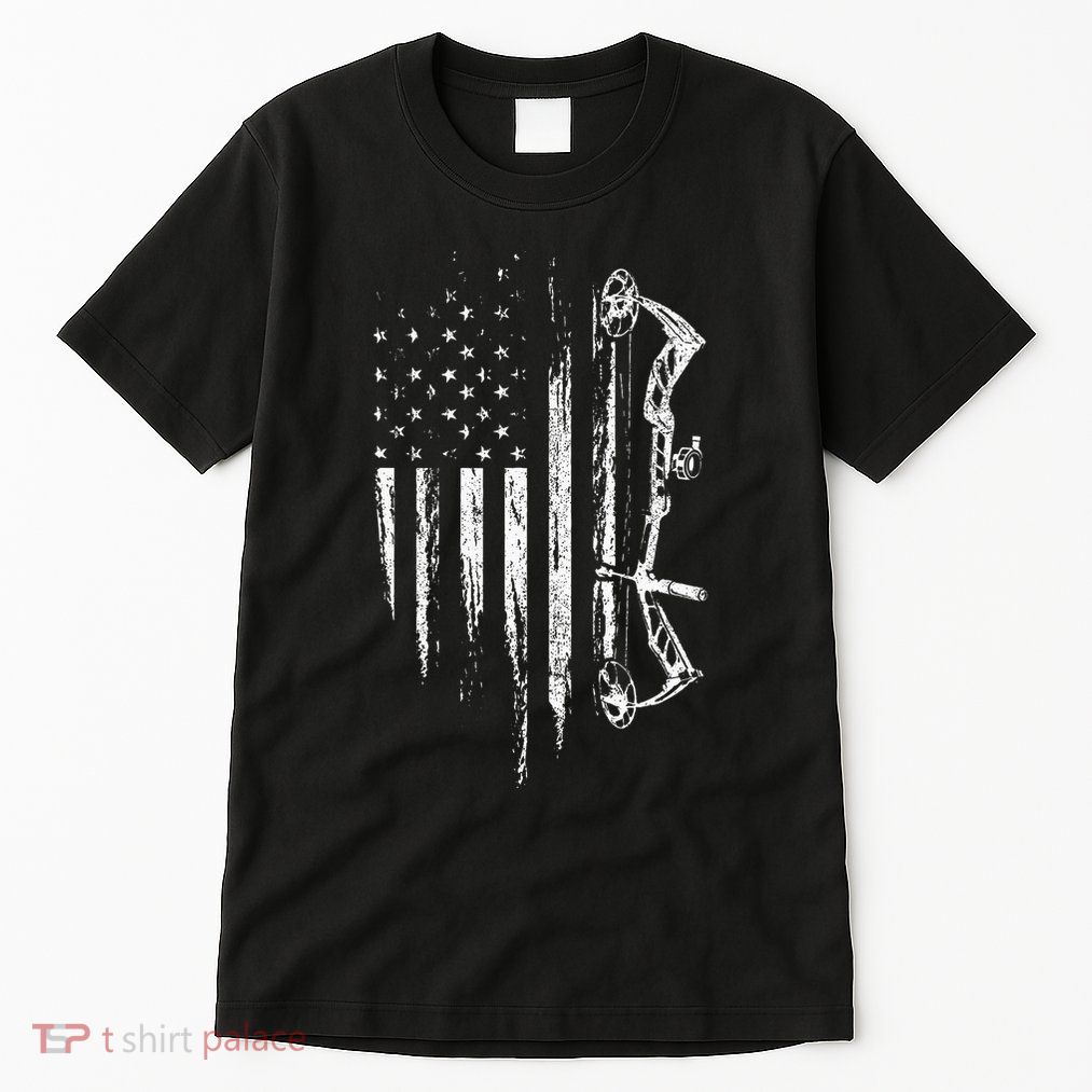 American Flag Bowhunting Bow Archery Gift For Deer Hunter Tall T-Shirt