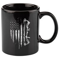 American Flag Bowhunting Bow Archery Gift For Deer Hunter 11oz C Handle Ceramic Mug