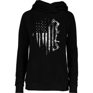 American Flag Bowhunting Bow Archery Gift For Deer Hunter Womens Funnel Neck Pullover Hood