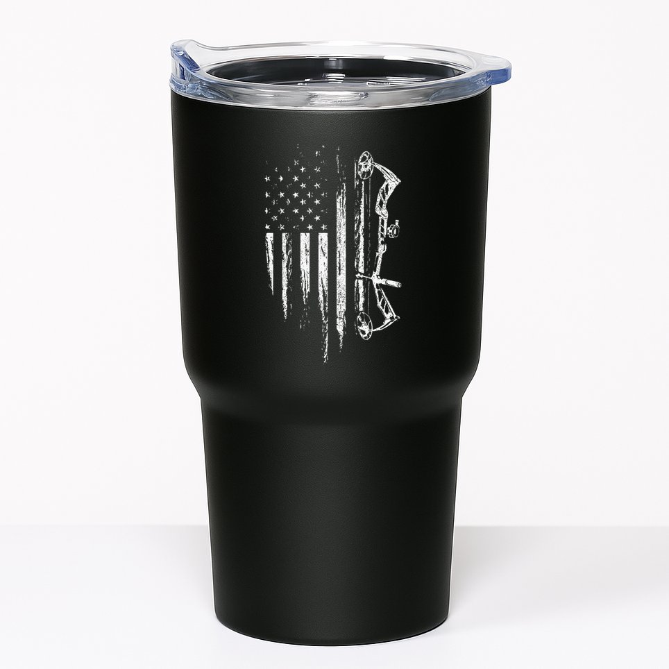American Flag Bowhunting Bow Archery Gift For Deer Hunter Tumbler