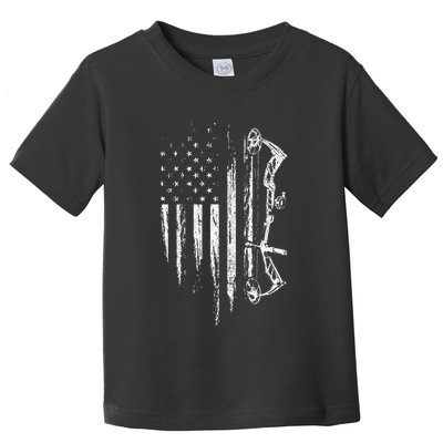 American Flag Bowhunting Bow Archery Gift For Deer Hunter Toddler T-Shirt