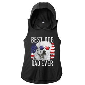 American Flag Best Dog Dad Ever Great Pyrenees Usa Ladies PosiCharge Tri-Blend Wicking Draft Hoodie Tank