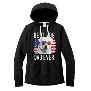 American Flag Best Dog Dad Ever Great Pyrenees Usa Women's Fleece Hoodie