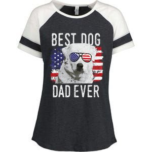 American Flag Best Dog Dad Ever Great Pyrenees Usa Enza Ladies Jersey Colorblock Tee