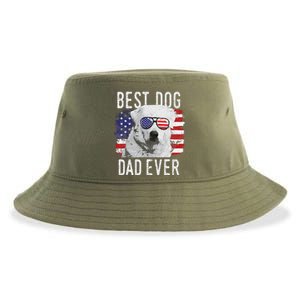 American Flag Best Dog Dad Ever Great Pyrenees Usa Sustainable Bucket Hat