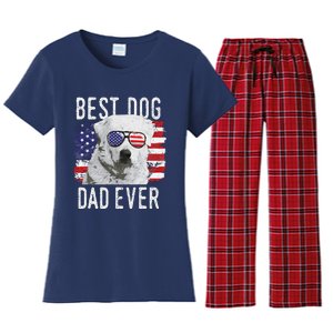 American Flag Best Dog Dad Ever Great Pyrenees Usa Women's Flannel Pajama Set