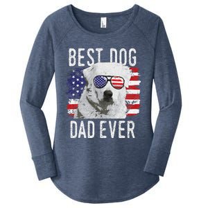 American Flag Best Dog Dad Ever Great Pyrenees Usa Women's Perfect Tri Tunic Long Sleeve Shirt