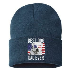 American Flag Best Dog Dad Ever Great Pyrenees Usa Sustainable Knit Beanie