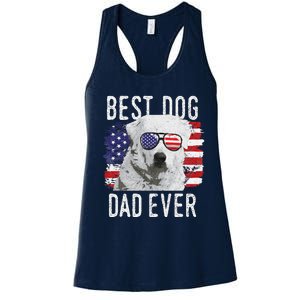 American Flag Best Dog Dad Ever Great Pyrenees Usa Women's Racerback Tank