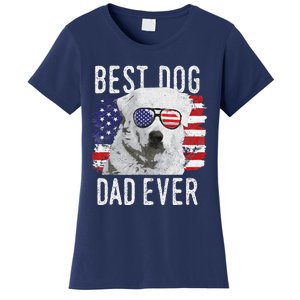 American Flag Best Dog Dad Ever Great Pyrenees Usa Women's T-Shirt