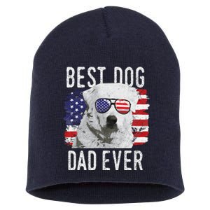 American Flag Best Dog Dad Ever Great Pyrenees Usa Short Acrylic Beanie