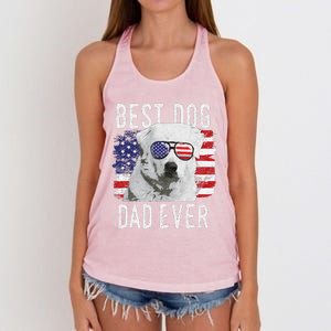 American Flag Best Dog Dad Ever Great Pyrenees Usa Women's Knotted Racerback Tank