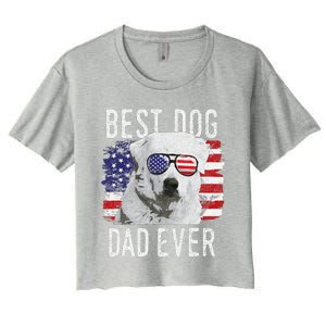 American Flag Best Dog Dad Ever Great Pyrenees Usa Women's Crop Top Tee