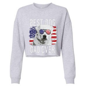 American Flag Best Dog Dad Ever Great Pyrenees Usa Cropped Pullover Crew