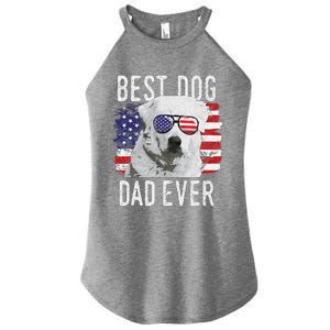 American Flag Best Dog Dad Ever Great Pyrenees Usa Women's Perfect Tri Rocker Tank