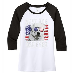 American Flag Best Dog Dad Ever Great Pyrenees Usa Women's Tri-Blend 3/4-Sleeve Raglan Shirt