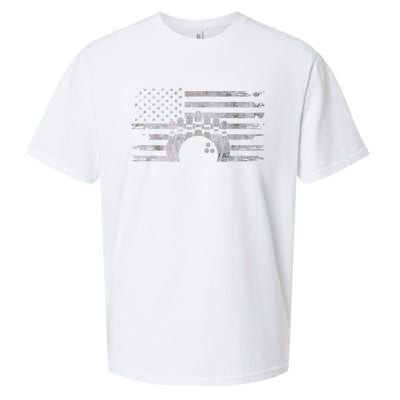 American Flag Bowling A Cool Bowling Gift Sueded Cloud Jersey T-Shirt