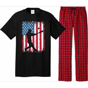 American Flag Baseball Team Gift For Men Women Pajama Set