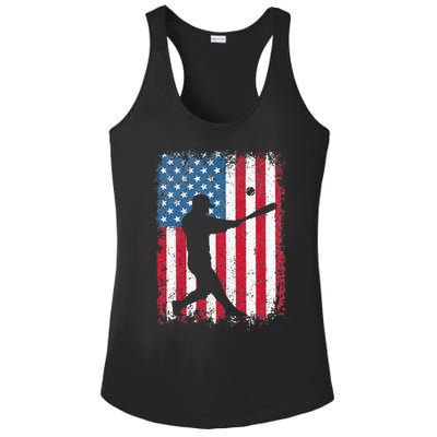 American Flag Baseball Team Gift For Men Women Ladies PosiCharge Competitor Racerback Tank