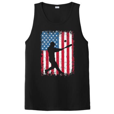 American Flag Baseball Team Gift For Men Women PosiCharge Competitor Tank