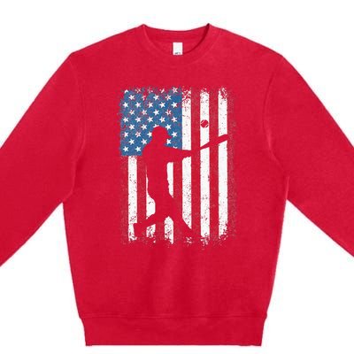 American Flag Baseball Team Gift For Men Women Premium Crewneck Sweatshirt