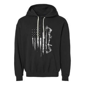 American Flag Bowhunting Bow Archery Gift For Deer Hunter Garment-Dyed Fleece Hoodie