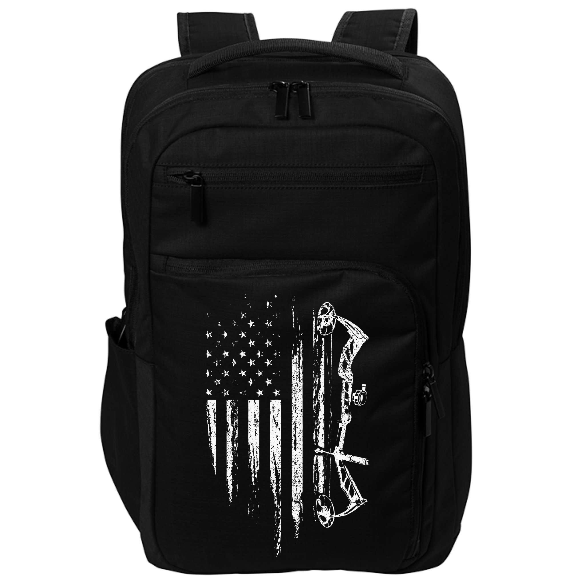 American Flag Bowhunting Bow Archery Gift For Deer Hunter Impact Tech Backpack