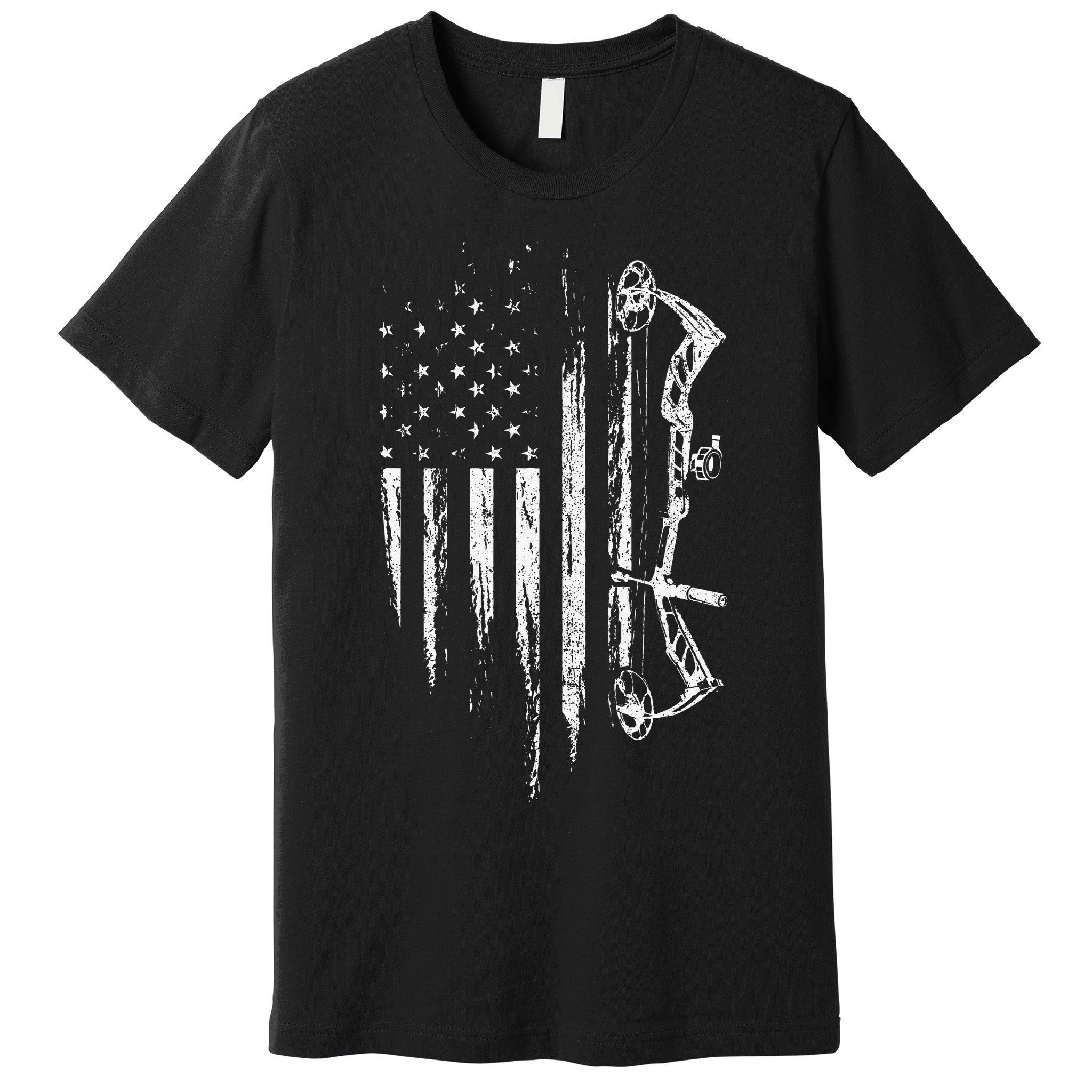 American Flag Bowhunting Bow Archery Gift For Deer Hunter Premium T-Shirt