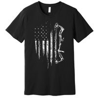 American Flag Bowhunting Bow Archery Gift For Deer Hunter Premium T-Shirt