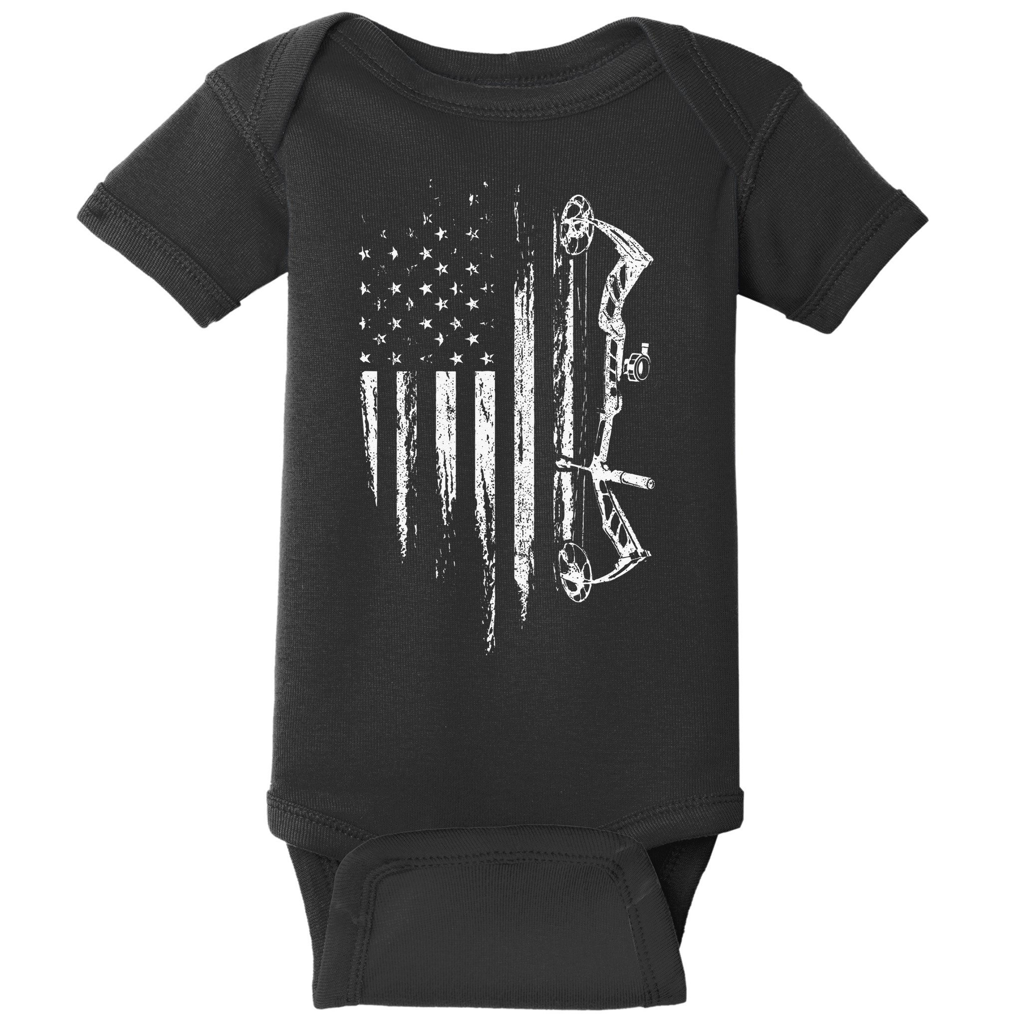 American Flag Bowhunting Bow Archery Gift For Deer Hunter Baby Bodysuit