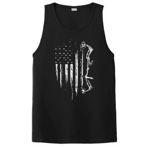 American Flag Bowhunting Bow Archery Gift For Deer Hunter PosiCharge Competitor Tank