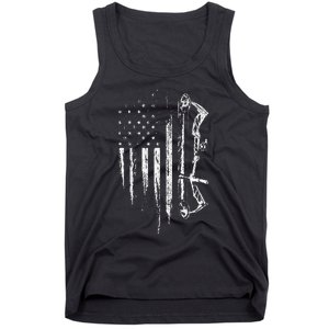 American Flag Bowhunting Bow Archery Gift For Deer Hunter Tank Top