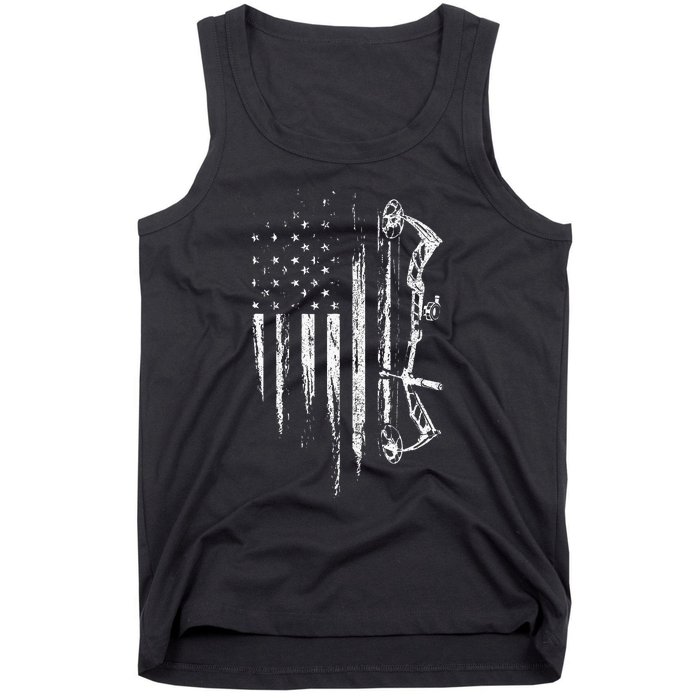 American Flag Bowhunting Bow Archery Gift For Deer Hunter Tank Top