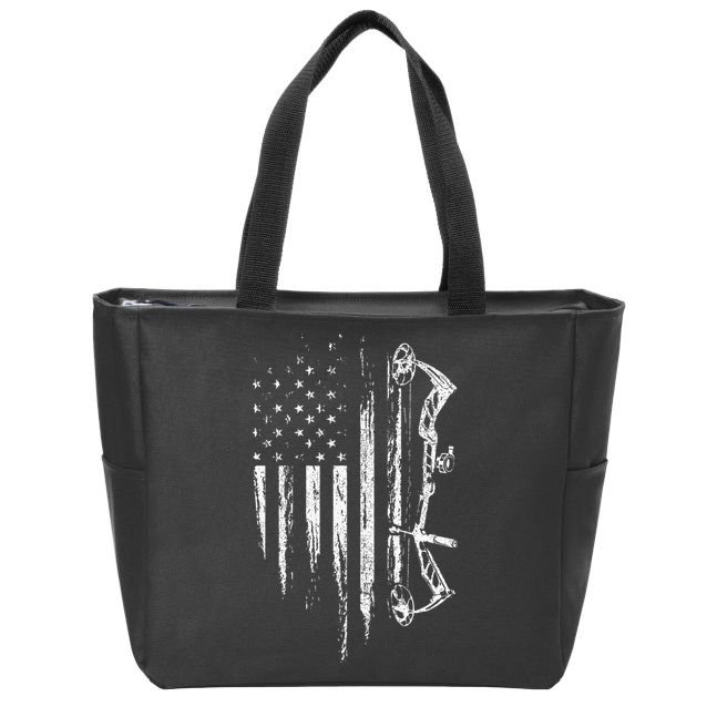 American Flag Bowhunting Bow Archery Gift For Deer Hunter Zip Tote Bag