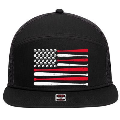 American Flag Baseball Usa Vintage Baseball Sport Fan 7 Panel Mesh Trucker Snapback Hat