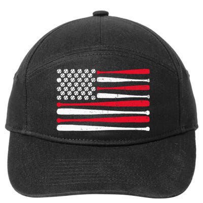 American Flag Baseball Usa Vintage Baseball Sport Fan 7-Panel Snapback Hat