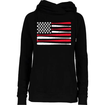 American Flag Baseball Usa Vintage Baseball Sport Fan Womens Funnel Neck Pullover Hood