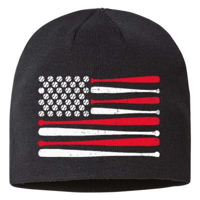 American Flag Baseball Usa Vintage Baseball Sport Fan Sustainable Beanie