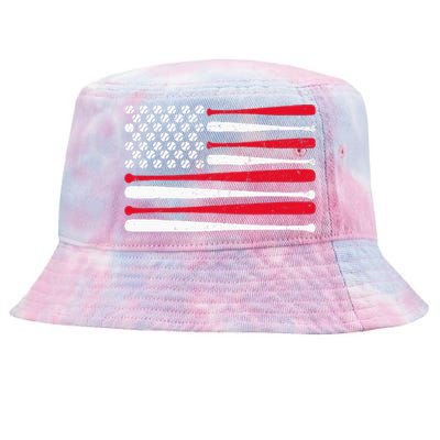 American Flag Baseball Usa Vintage Baseball Sport Fan Tie-Dyed Bucket Hat