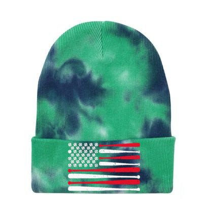 American Flag Baseball Usa Vintage Baseball Sport Fan Tie Dye 12in Knit Beanie