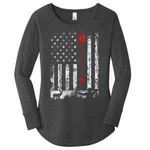 American Flag Bow Hunting Patriotic Design Women's Perfect Tri Tunic Long Sleeve Shirt