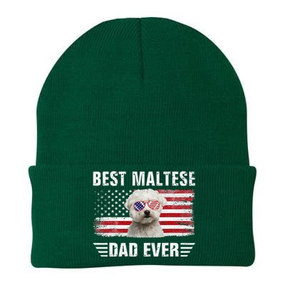 American Flag Best Maltese Dad Ever Dog Dad Fathers Day Knit Cap Winter Beanie