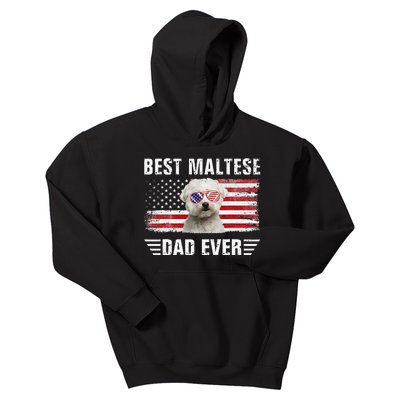 American Flag Best Maltese Dad Ever Dog Dad Fathers Day Kids Hoodie