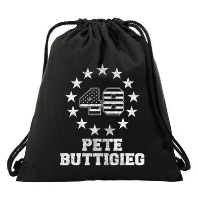 American Flag Buddigieg For President 28 Pete Buttigieg 48 Drawstring Bag