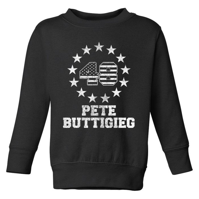 American Flag Buddigieg For President 28 Pete Buttigieg 48 Toddler Sweatshirt