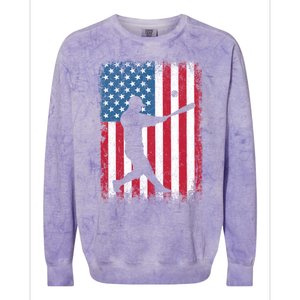 American Flag Baseball Team Gift Gift Colorblast Crewneck Sweatshirt