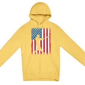 American Flag Baseball Team Gift Gift Premium Pullover Hoodie