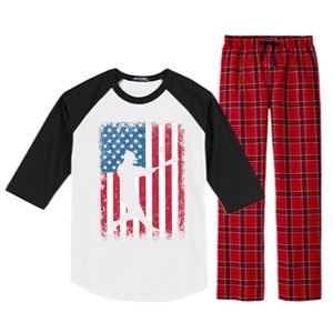 American Flag Baseball Team Gift Gift Raglan Sleeve Pajama Set